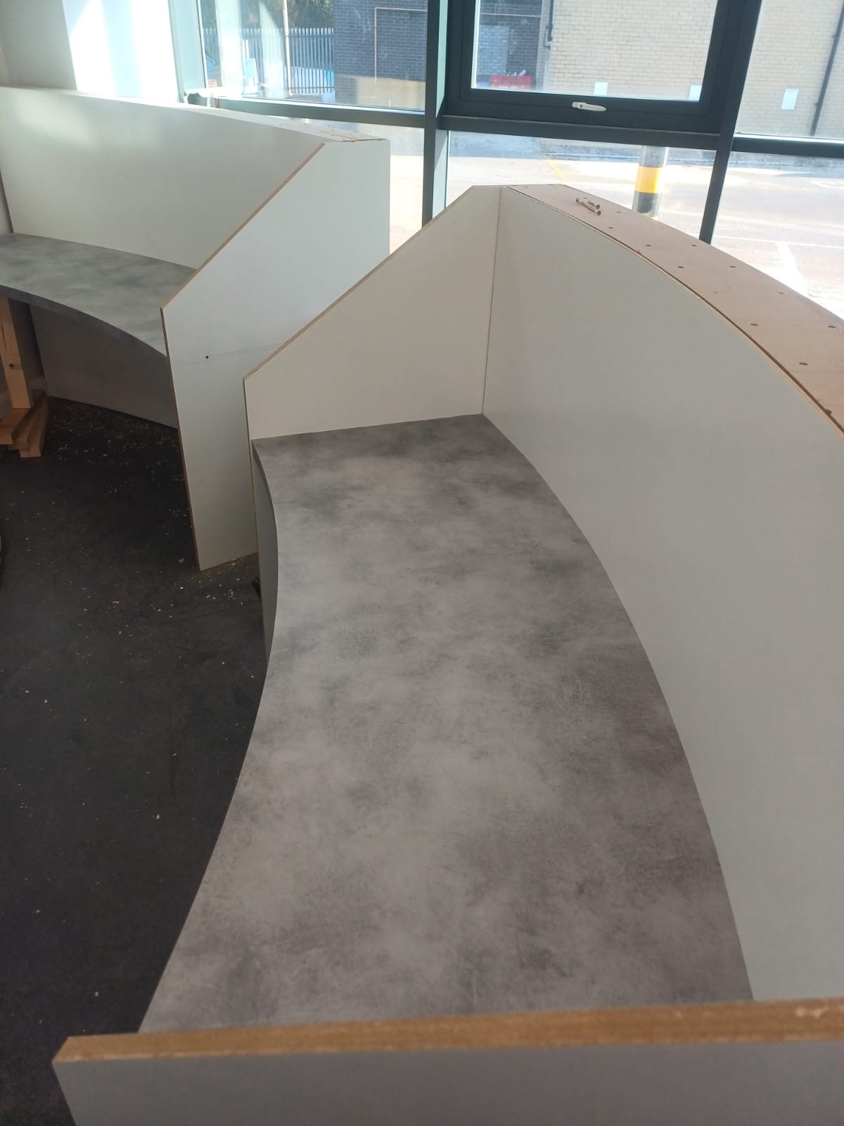 Curved counter, in build